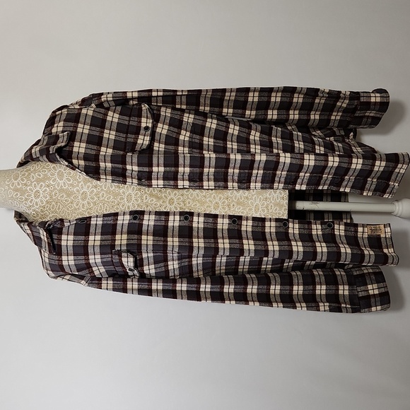 JACHS Men’s Brawny Long Sleeve Flannel Button Down Shirt Jacket Brown Grey XLT - Picture 11 of 16